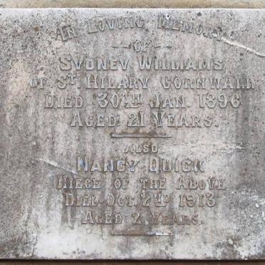 WILLIAMS Sydney -1896 :: QUICK Nancy -1913