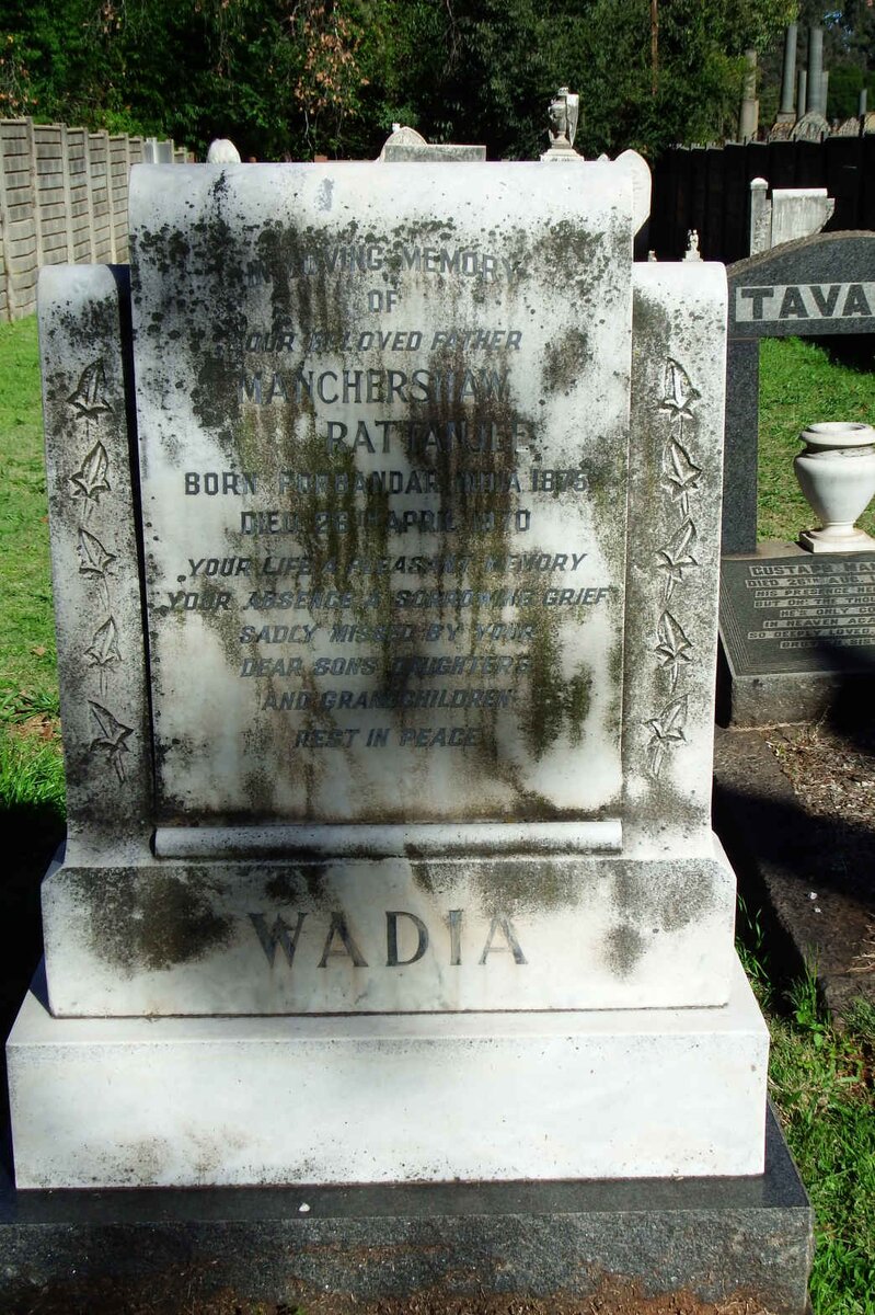 WADIA Manchershaw Patta?ee 1875-1970