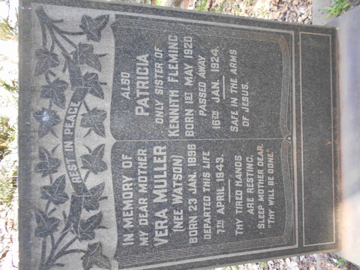 MULLER Vera nee WATSON 1896-1943 :: FLEMING Patricia 1920-1924