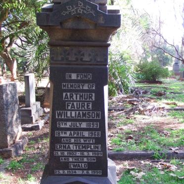 WILLIAMSON Arthur Faure 1899-1968 &amp; Erna TEMPLIN 1902-1989