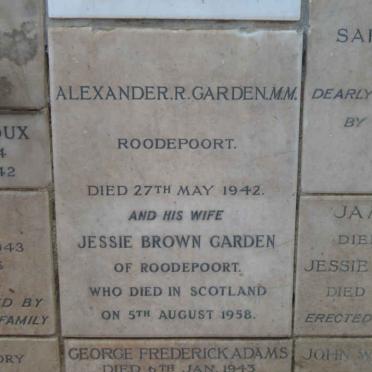 GARDEN Alexander R. -1942 &amp; Jessie Brown -1958 :: ADAMS George Frederick -1943