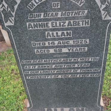 ALLAN Annie Elizabeth  -1925