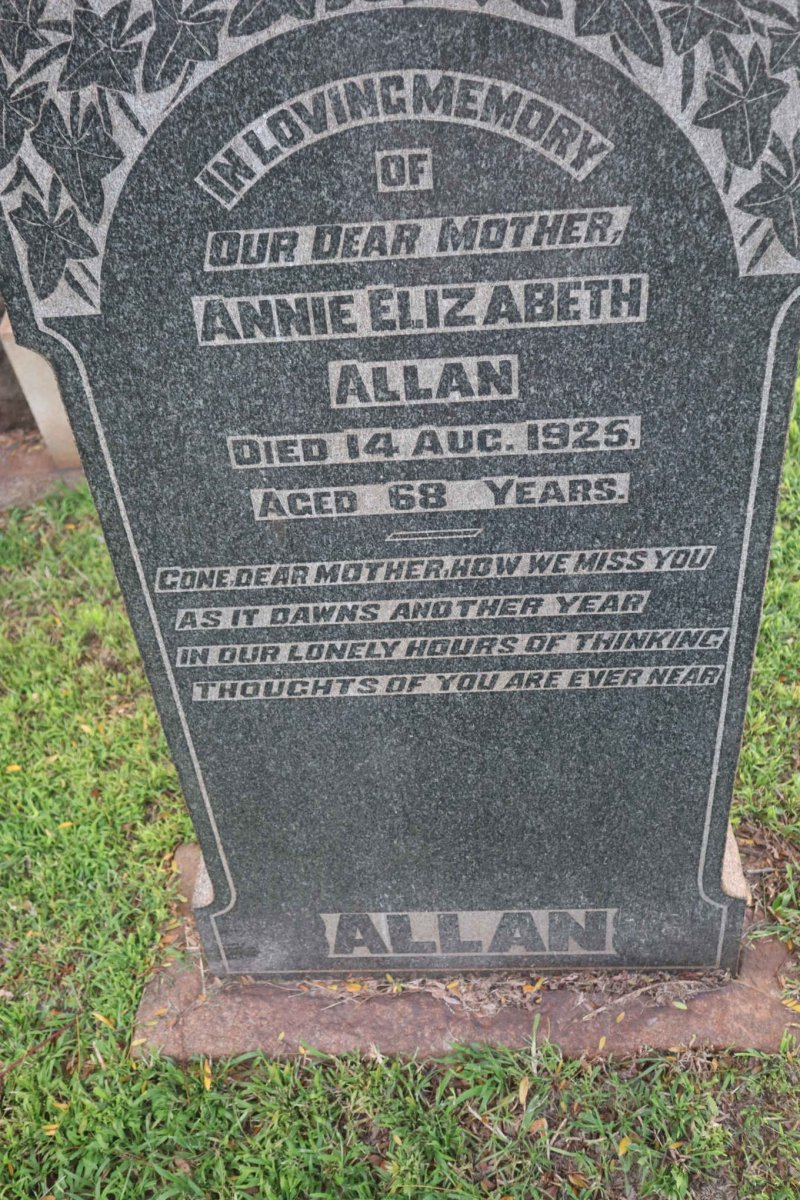 ALLAN Annie Elizabeth  -1925