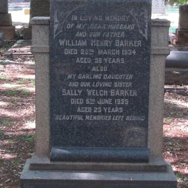 BARKER William Henry -1934 :: BARKER Sally Welch -1935