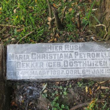 BEKKER Maria Christiana Petronella nee OOSTHUIZEN 1892-1920
