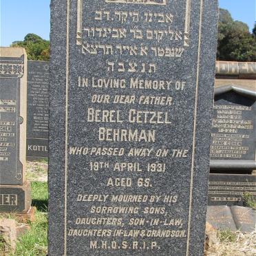 BEHRMAN Berel Getzel -1931