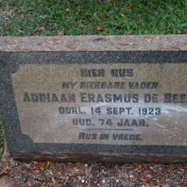 BEER Adriaan Erasmus, de -1923