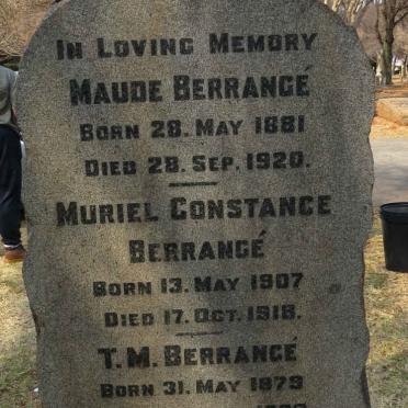 BERRANGÉ T.M. 1879-1928 &amp; Maude 1881-1920 :: BERRANGÉ Muriel Constance 1907-1918