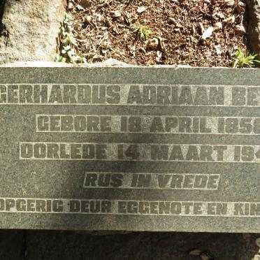 BEYERS Gerhardus Adriaan 1858-1943