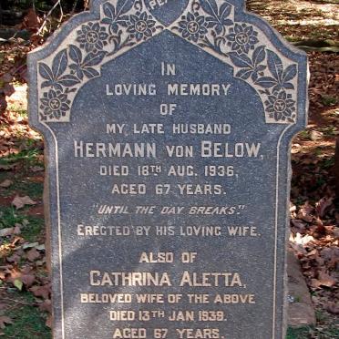BELOW Hermann, von -1936 &amp; Catharina Aletta -1939