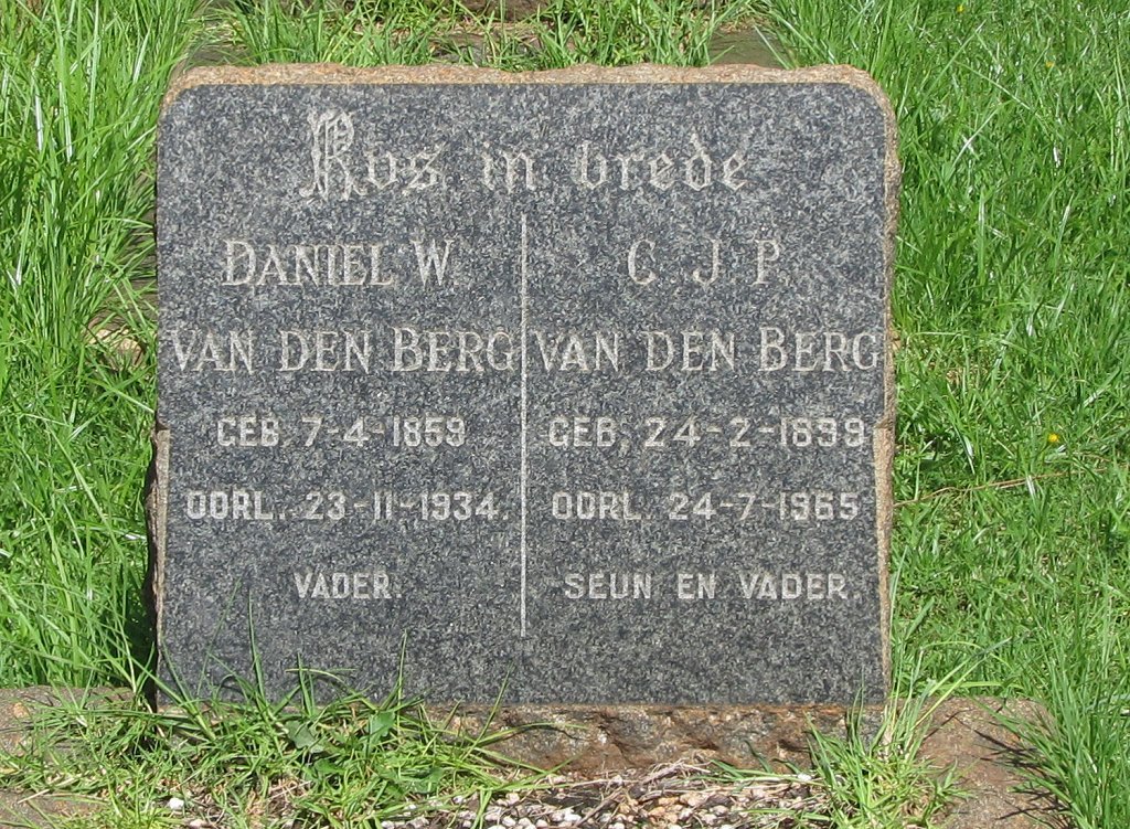 BERG Daniel W., van den 1859-1934 :: VAN DEN BERG C.J.P. 1899-1965 