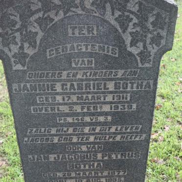 BOTHA Jan Jacobus Petrus 1877-1935 :: BOTHA Jannie Gabriel 1911-1930