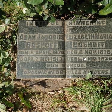BOSHOFF Adam Jacobus 1870-1913 &amp; Elizabeth Maria 1876-1930