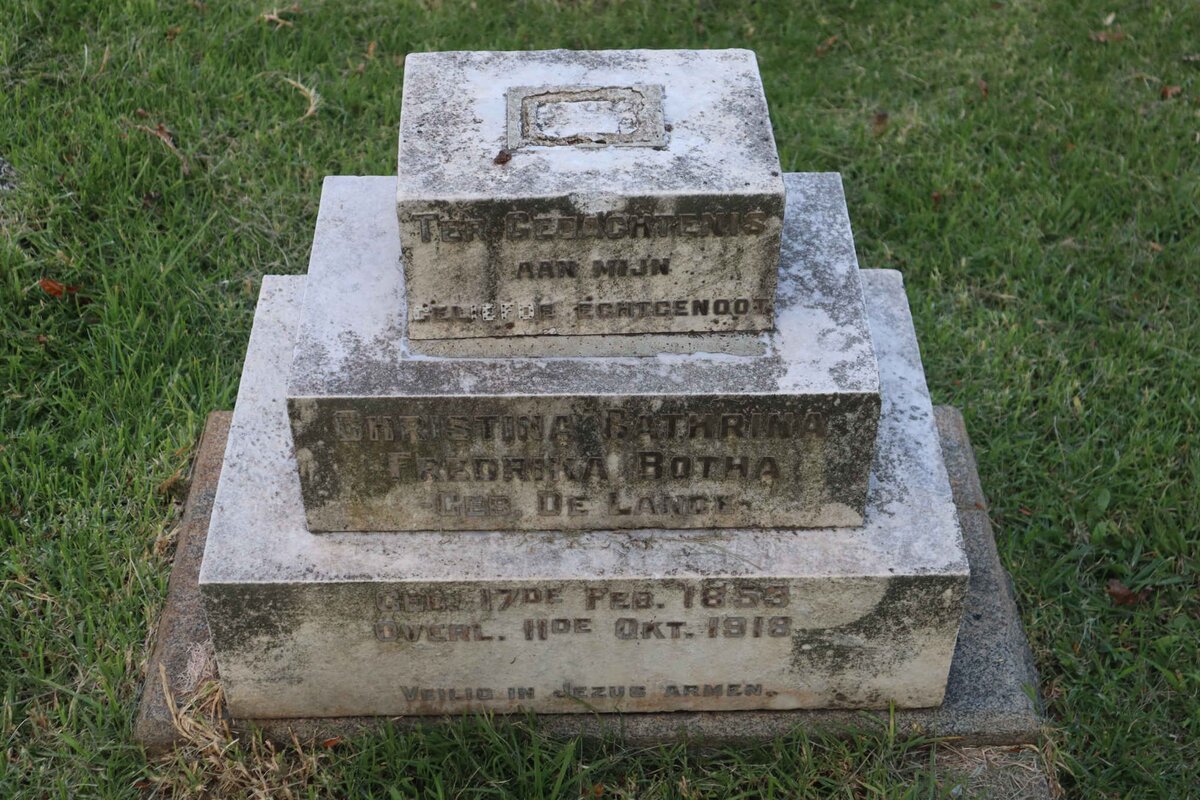 BOTHA Christina Cathrina Fredrika nee DE LANGE 1853-1918