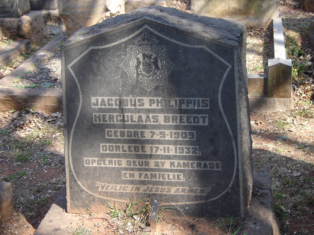 BREEDT Jacobus Philippus Herculaas 1909-1932