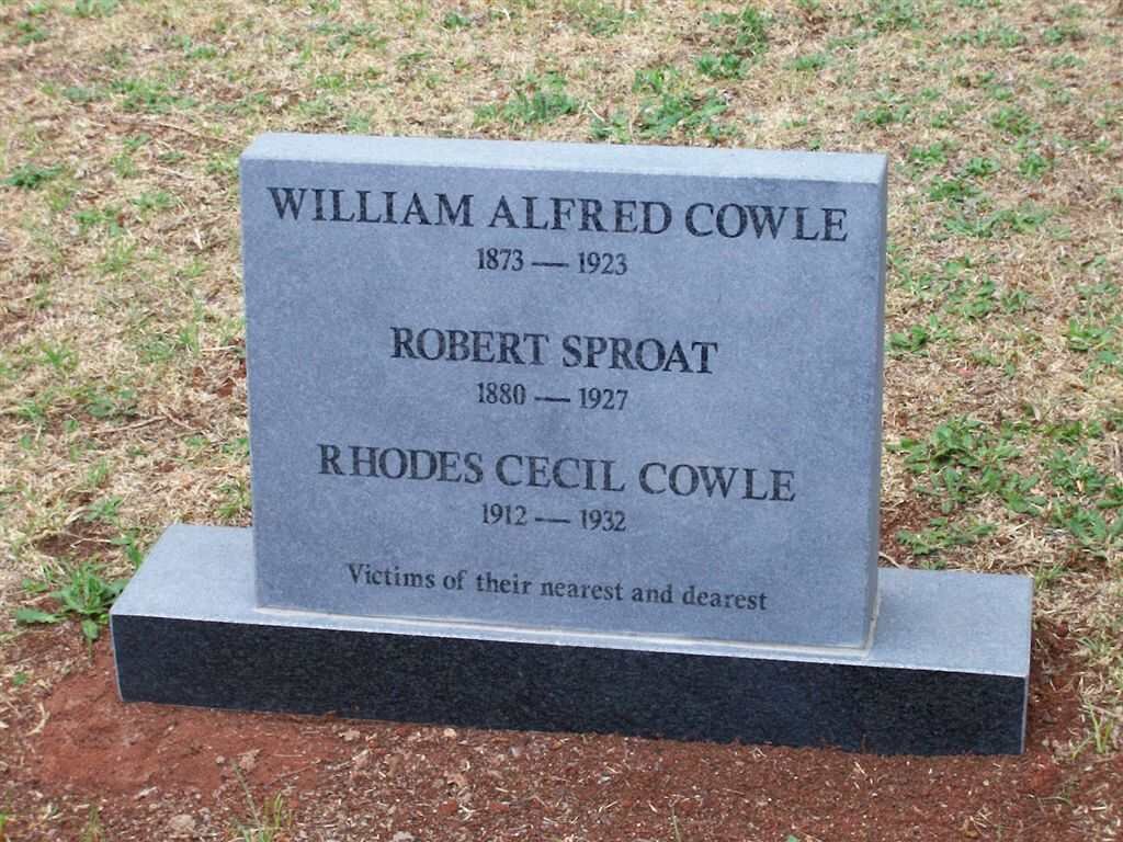 COWLE William Alfred 1873-1923 :: SPROAT Robert 1880-1927 :: COWLE Rhodes Cecil 1912-1932
