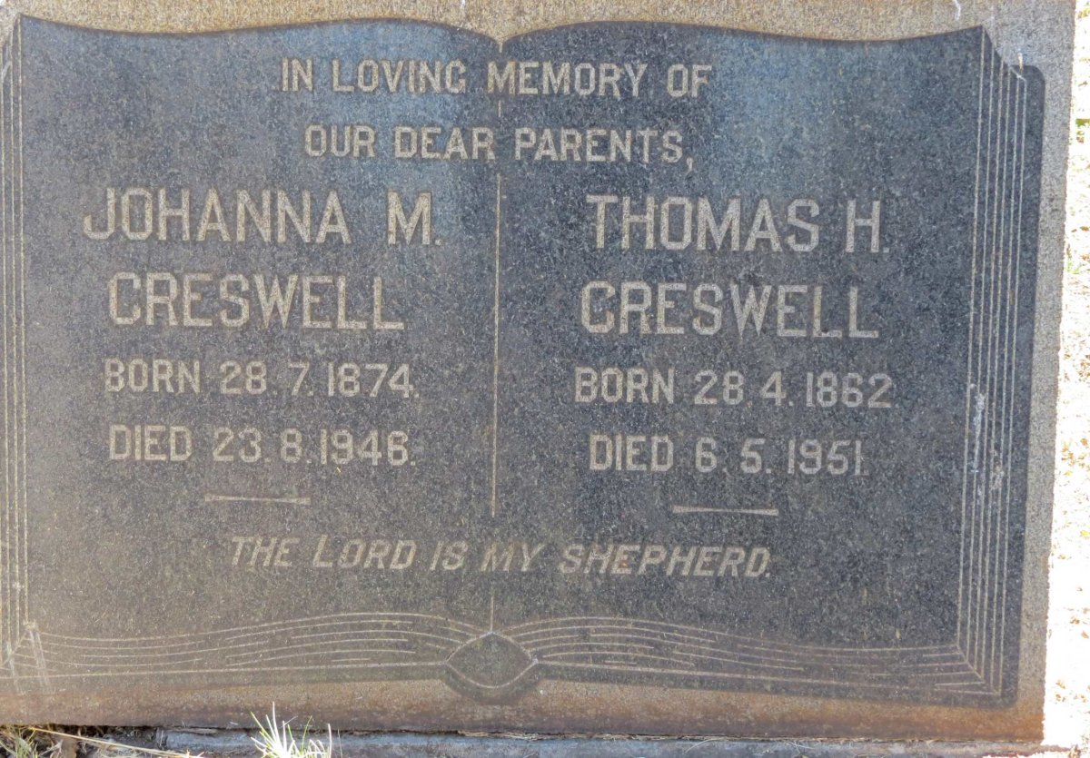 CRESWELL Thomas H. 1862-1951 &amp; Johanna M. 1874-1946