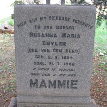 CUYLER Susanna Maria nee VAN DEN BERG 1894-1940