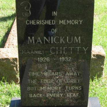 CHETTY Manickum 1926-1932