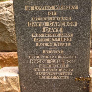 CAMERON David -1927 &amp; Rhoda BEEDELL -1947