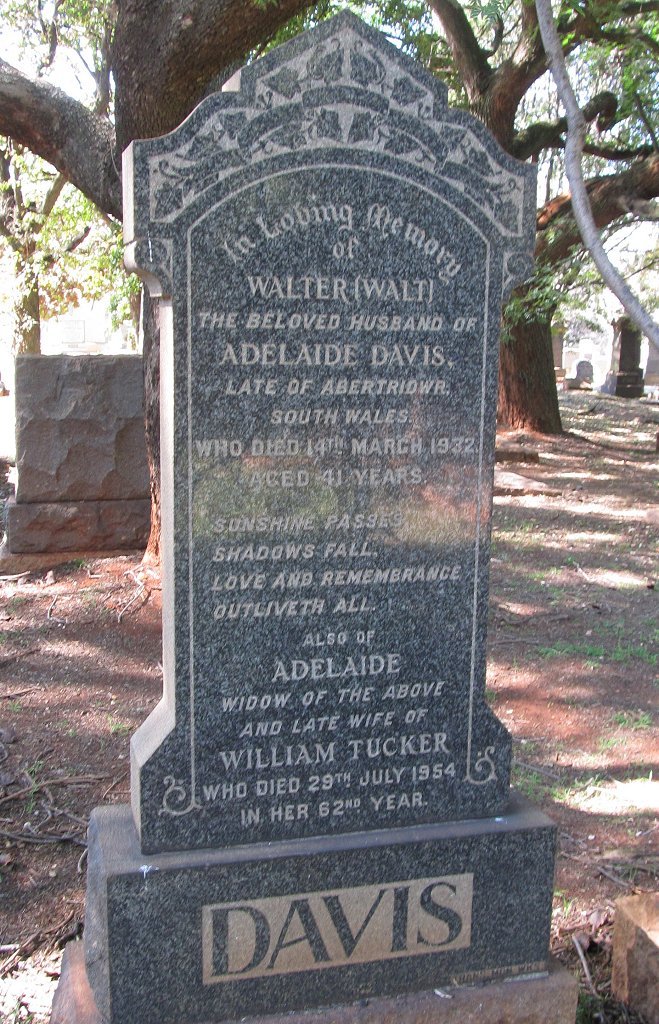 DAVIS Walter -1932 :: TUCKER Adelaide -1954 formerly DAVIS