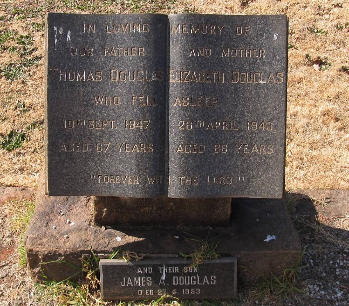 DOUGLAS Thomas -1947 &amp; Elizabeth -1943 :: DOUGLAS James A. -1953