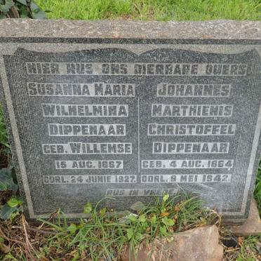 DIPPENAAR Johannes Marthienis Christoffel 1864-1942 &amp; Susanna Maria Wilhelmina WILLEMSE 1867-1927