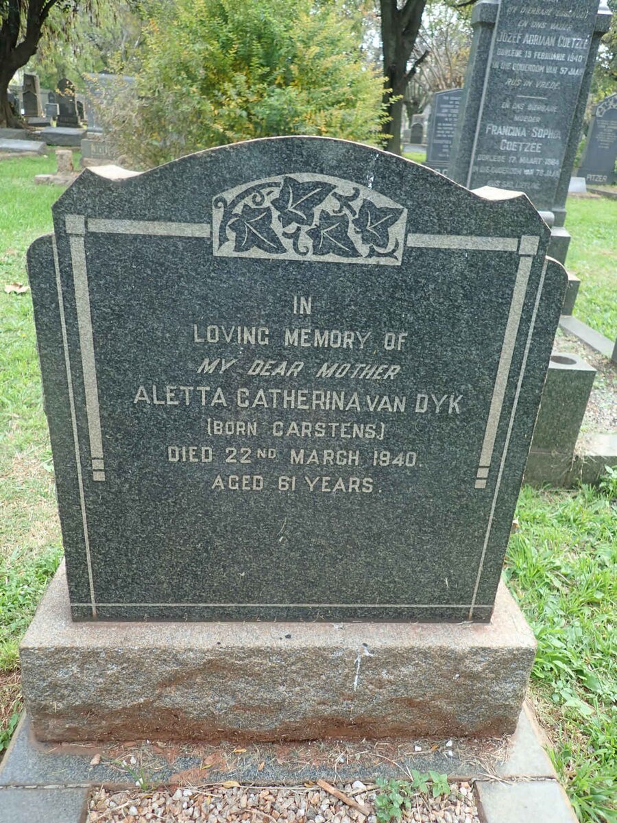 DYK Aletta Catherina, van nee CARSTENS -1940