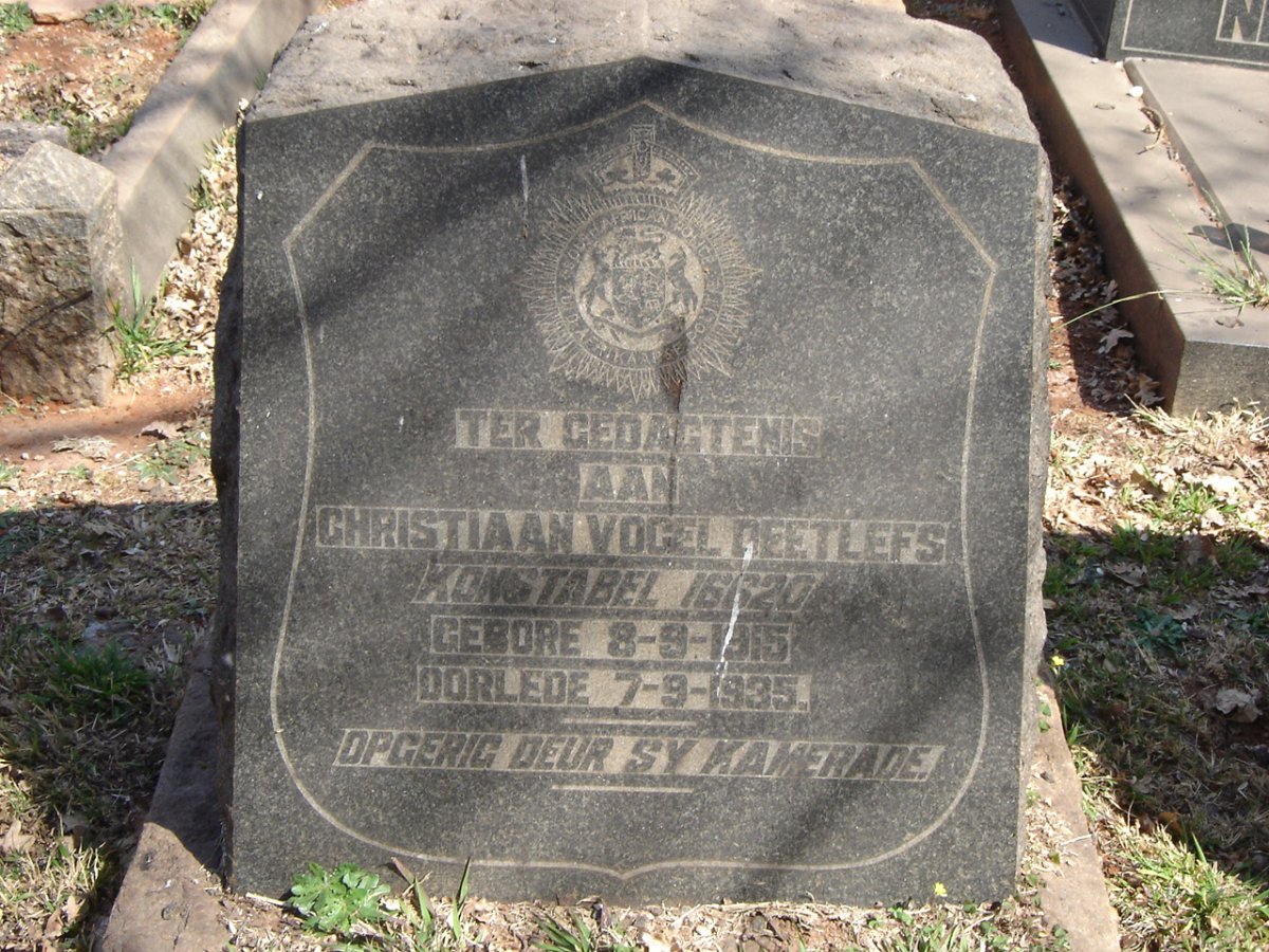 DEETLEFS Christiaan Vogel 1915-1935