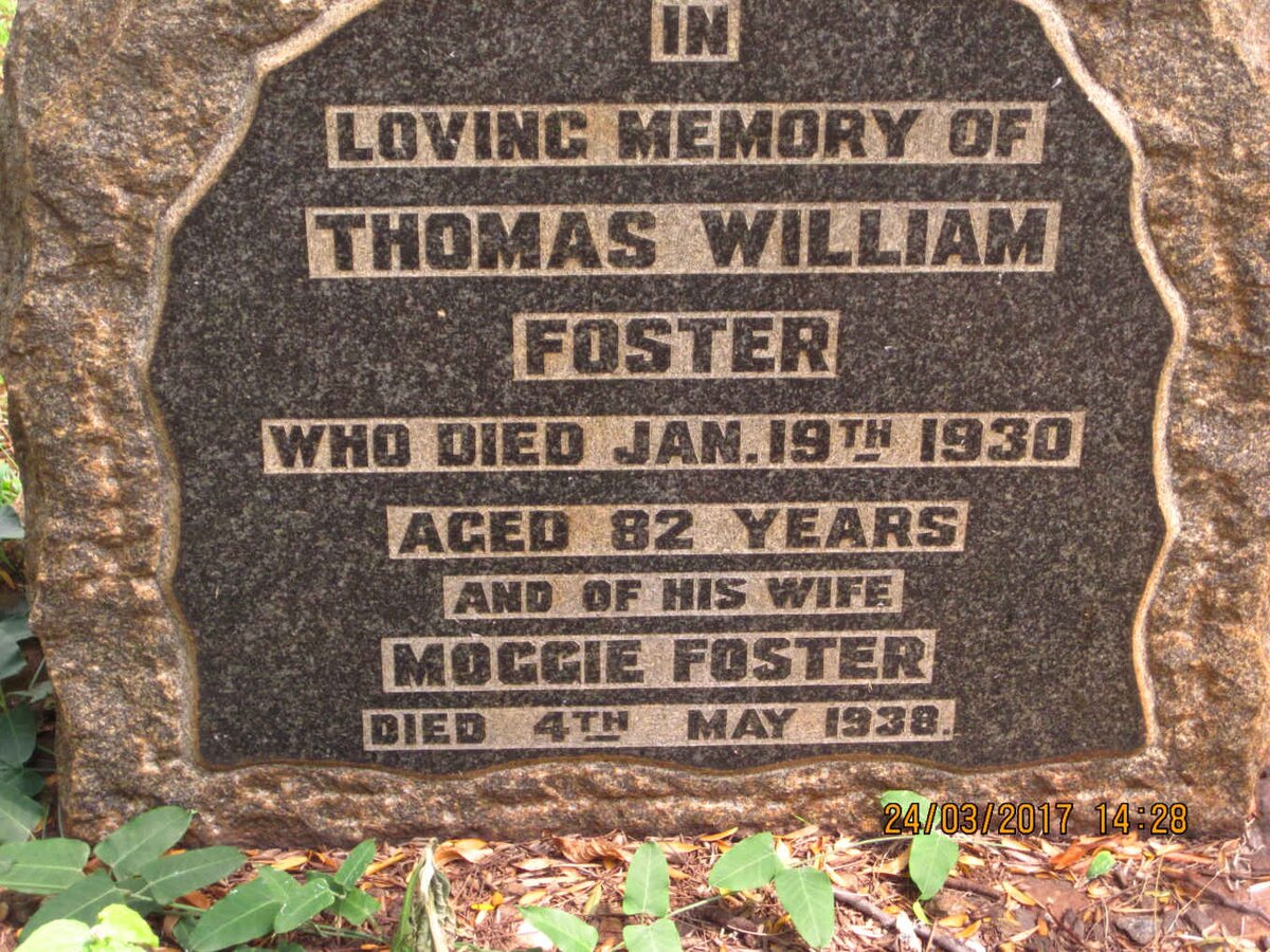 FOSTER Thomas William -1930 &amp; Moggie -1938