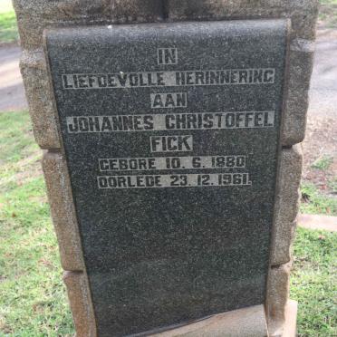 FICK Johannes Christoffel 1880-1961