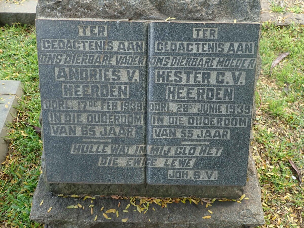 HEERDEN Andries, van -1939 &amp; Hester C. -1939