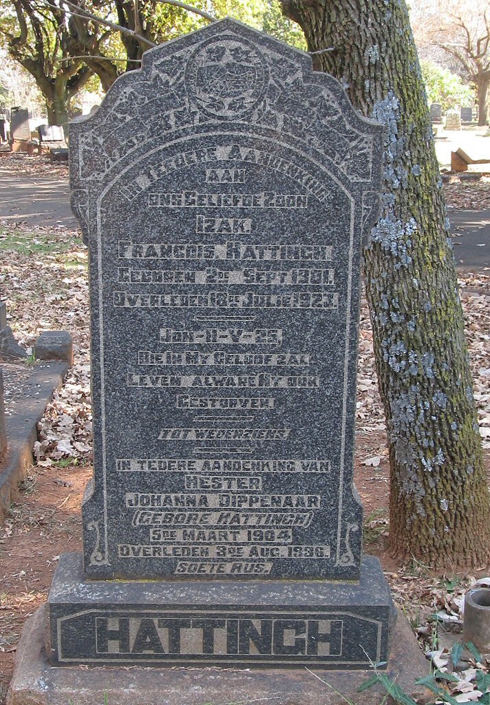 HATTINGH Izak Francois 1901-1923 :: DIPPENAAR Hester Johanna nee HATTINGH  1904-1936