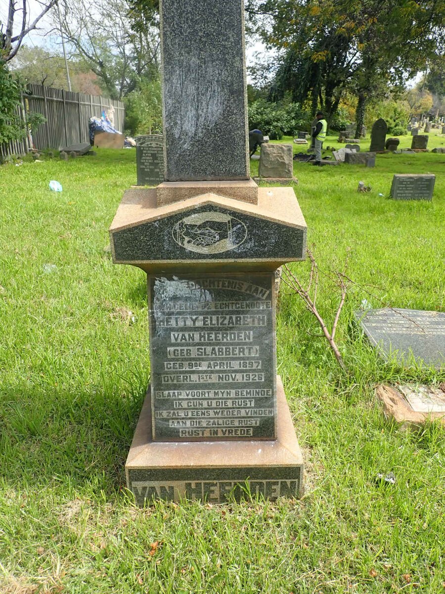 HEERDEN Hetty Elizabeth, van nee SLABBERT 1897-1926