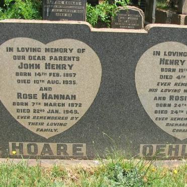 HOARE John Henry 1867-1935 &amp; Rose Hannah 1872-1949