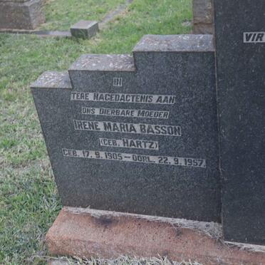 HARTZ Hans Albert -1944 &amp; Violet Grace 1969 :: BASSON Irene Maria nee HARTZ 1905-1957