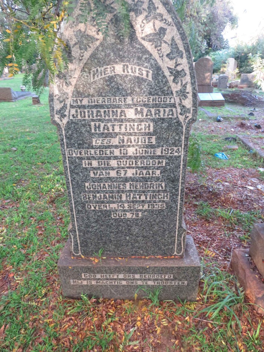 HATTINGH Johannes Hendrik Benjamin -1935 &amp; Johanna Maria NAUDE -1924