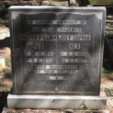 HEX Walter William 1881-1935 &amp; Joey Sophia 1896-1977