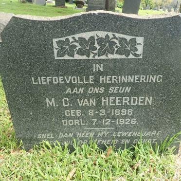 HEERDEN M.C., van 1898-1926