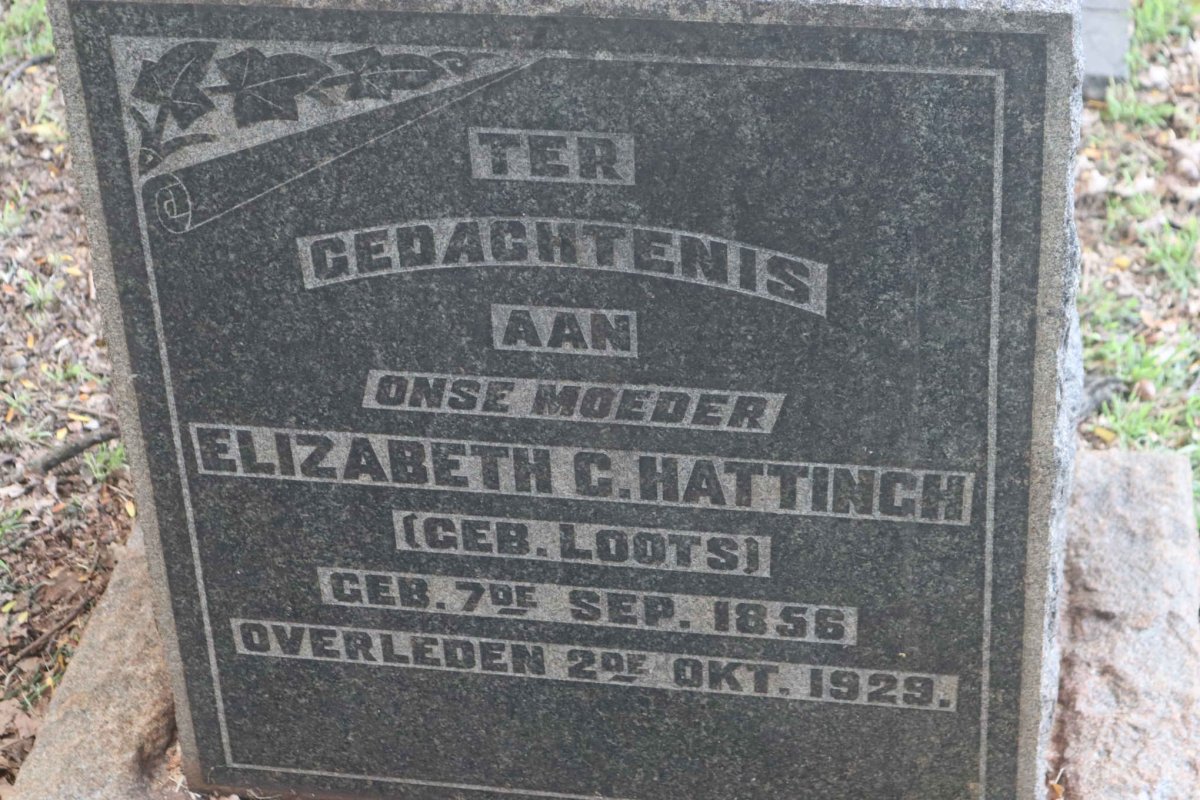 HATTINGH Elizabeth C. nee LOOTS 1856-1929