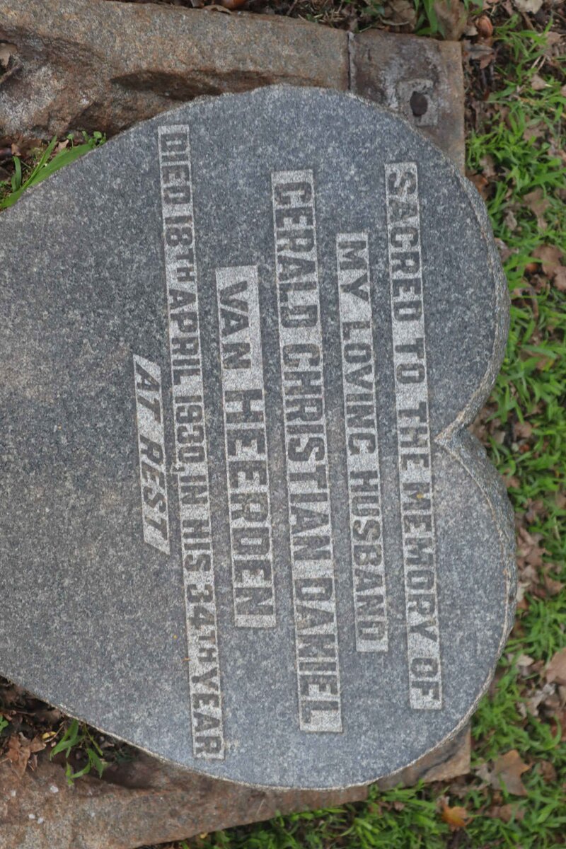 HEERDEN Gerald Christian, van -1930