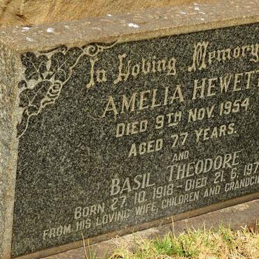HEWETT Amelia -1954 :: HEWETT Basil Theodore 1918-1978