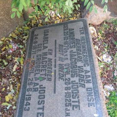 JOOSTE Andries Jacobus 1870-1925 &amp; Isabella Magreta GROBELAAR 1871-1943