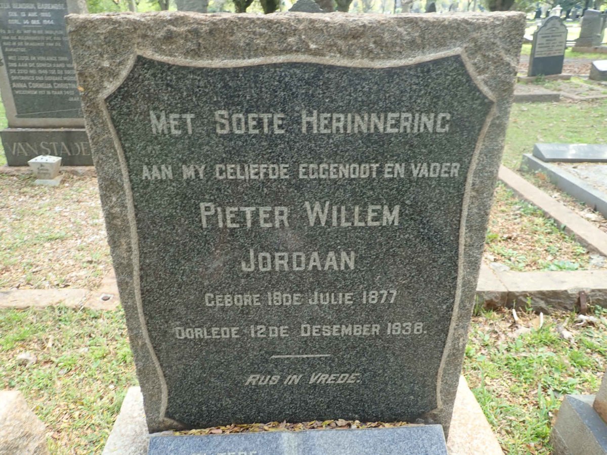 JORDAAN Pieter Willem 1877-1938