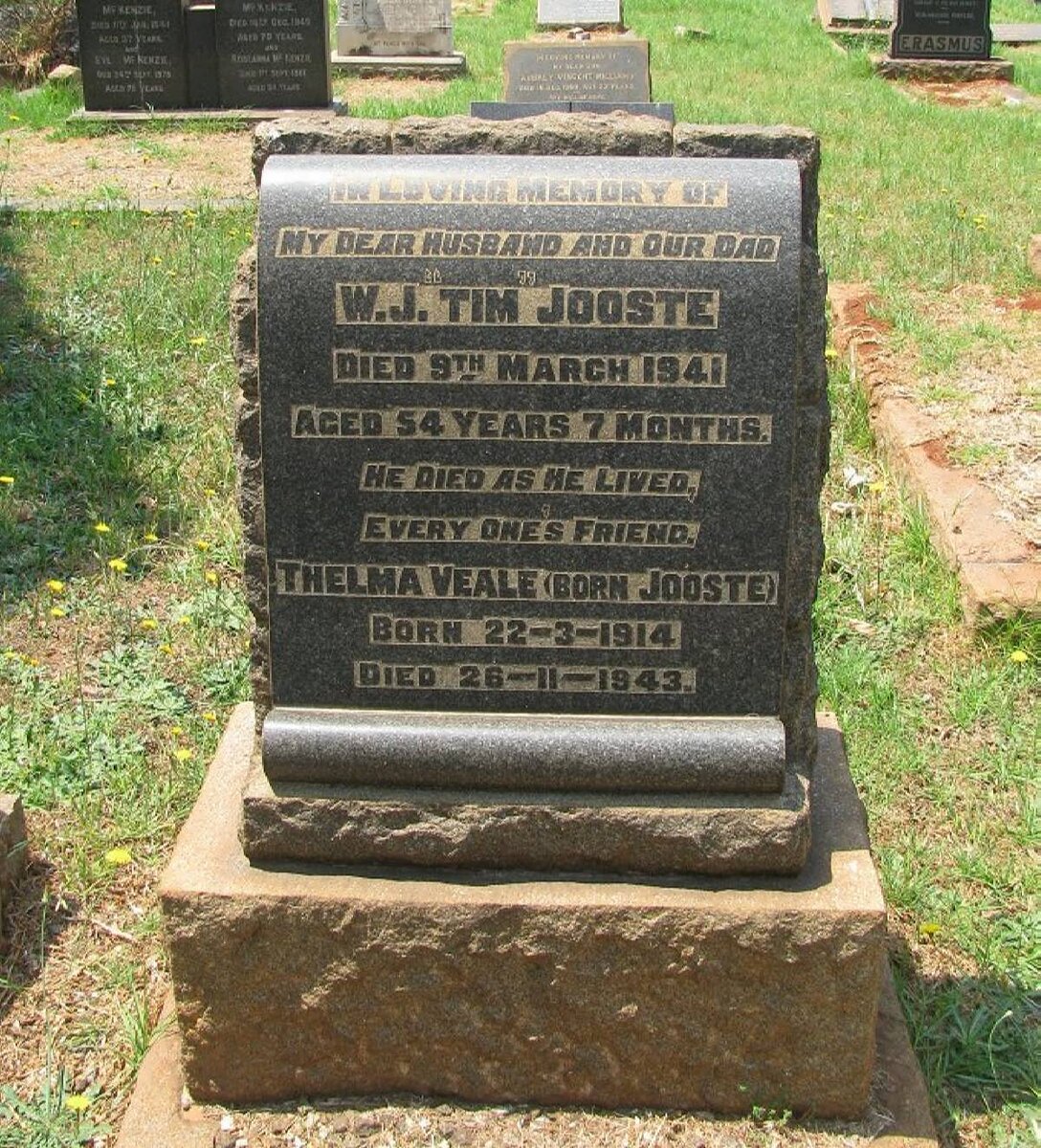 JOOSTE W.J. Tim -1941 :: VEALE Telma nee JOOSTE 1914-1943