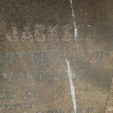 JACKSON Stephan 1870-1915 &amp; Anna Maria HAWLEY nee DE LA ROUVIERE 1872-1936 