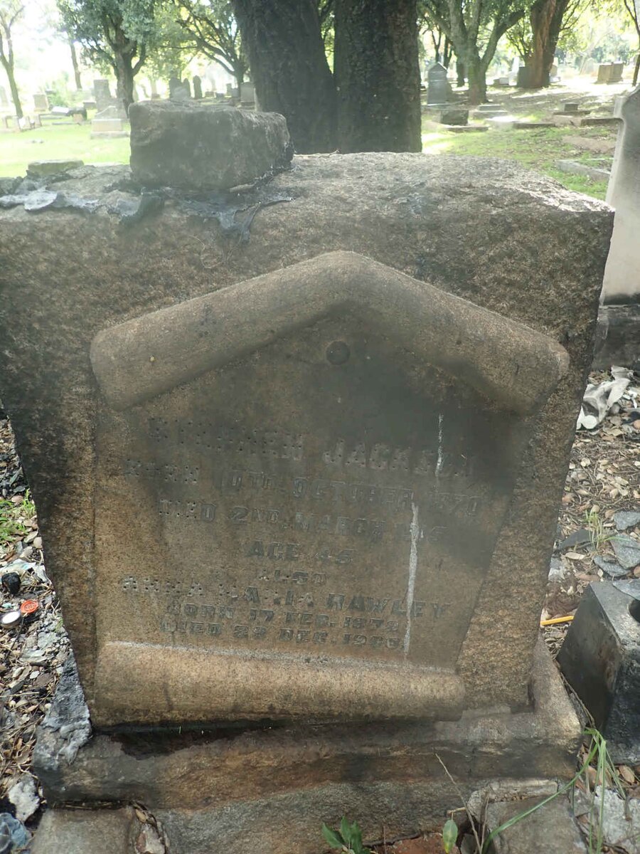 JACKSON Stephan 1870-1915 &amp; Anna Maria HAWLEY nee DE LA ROUVIERE 1872-1936 