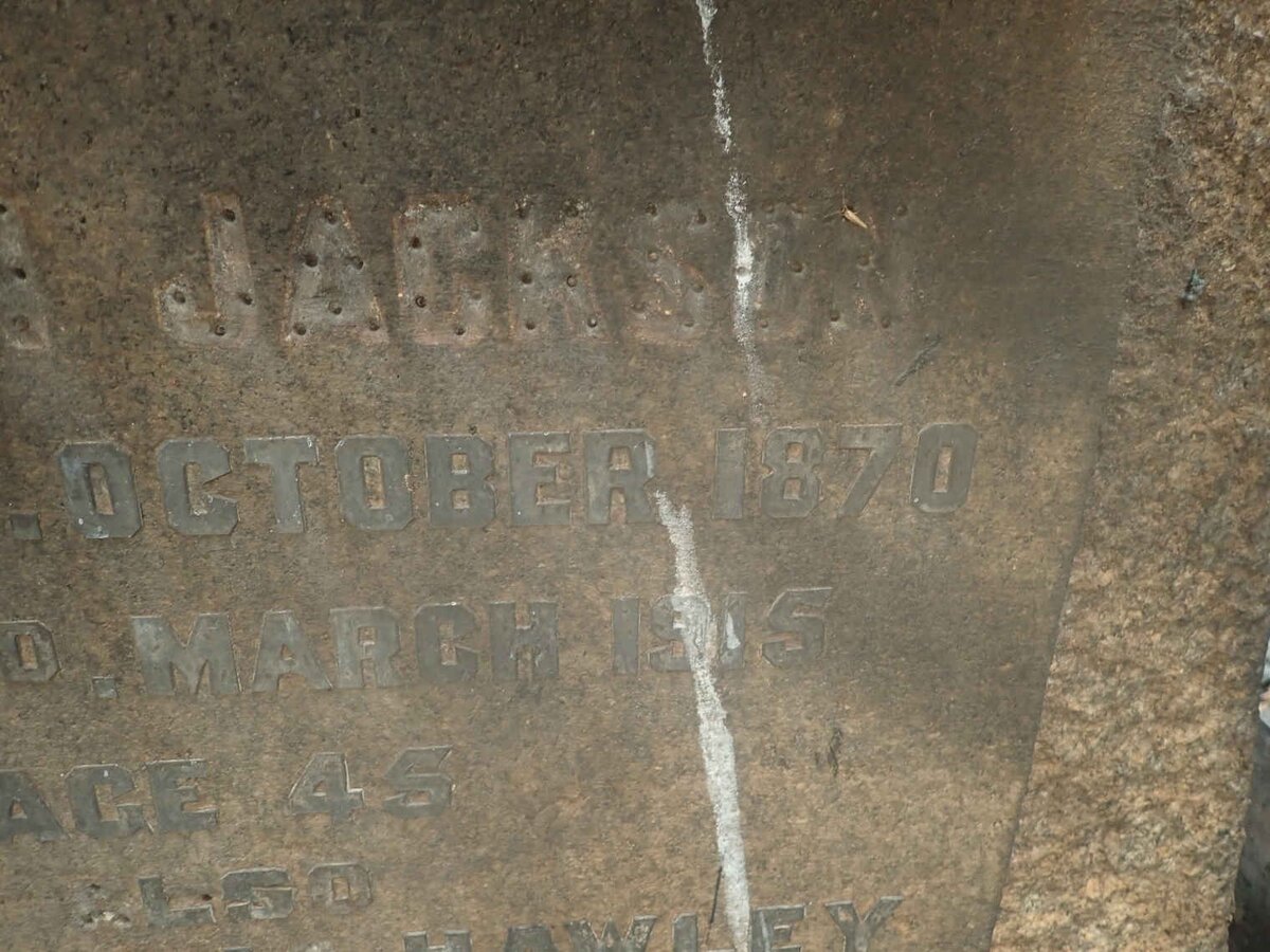 JACKSON Stephan 1870-1915 &amp; Anna Maria HAWLEY nee DE LA ROUVIERE 1872-1936 