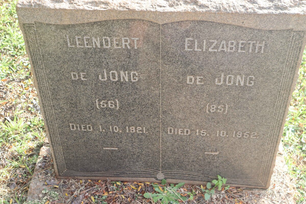 JONG Leendert, de -1921 &amp; Elizabeth -1952