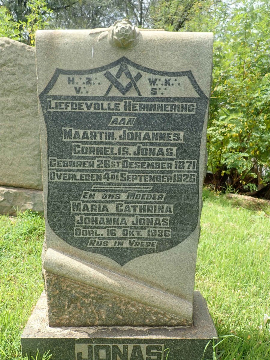 JONAS Maartin Johannes Cornelis 1871-1926 &amp; Maria Cathrina Johanna -1936